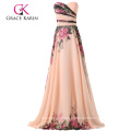 Grace Karin Strapless patrón de flores gasa una línea de vestidos de baile largo CL7503